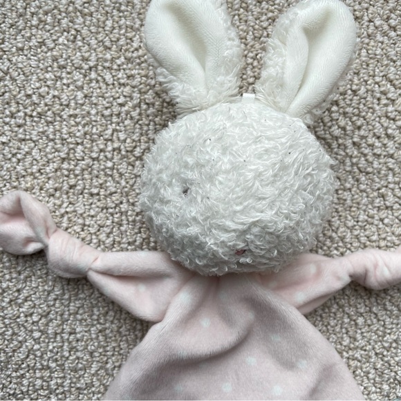 Bunnies by the Bay Pink Bunny Lovey Baby Security Blanket Knots White Polka Dots - Picture 3 of 5